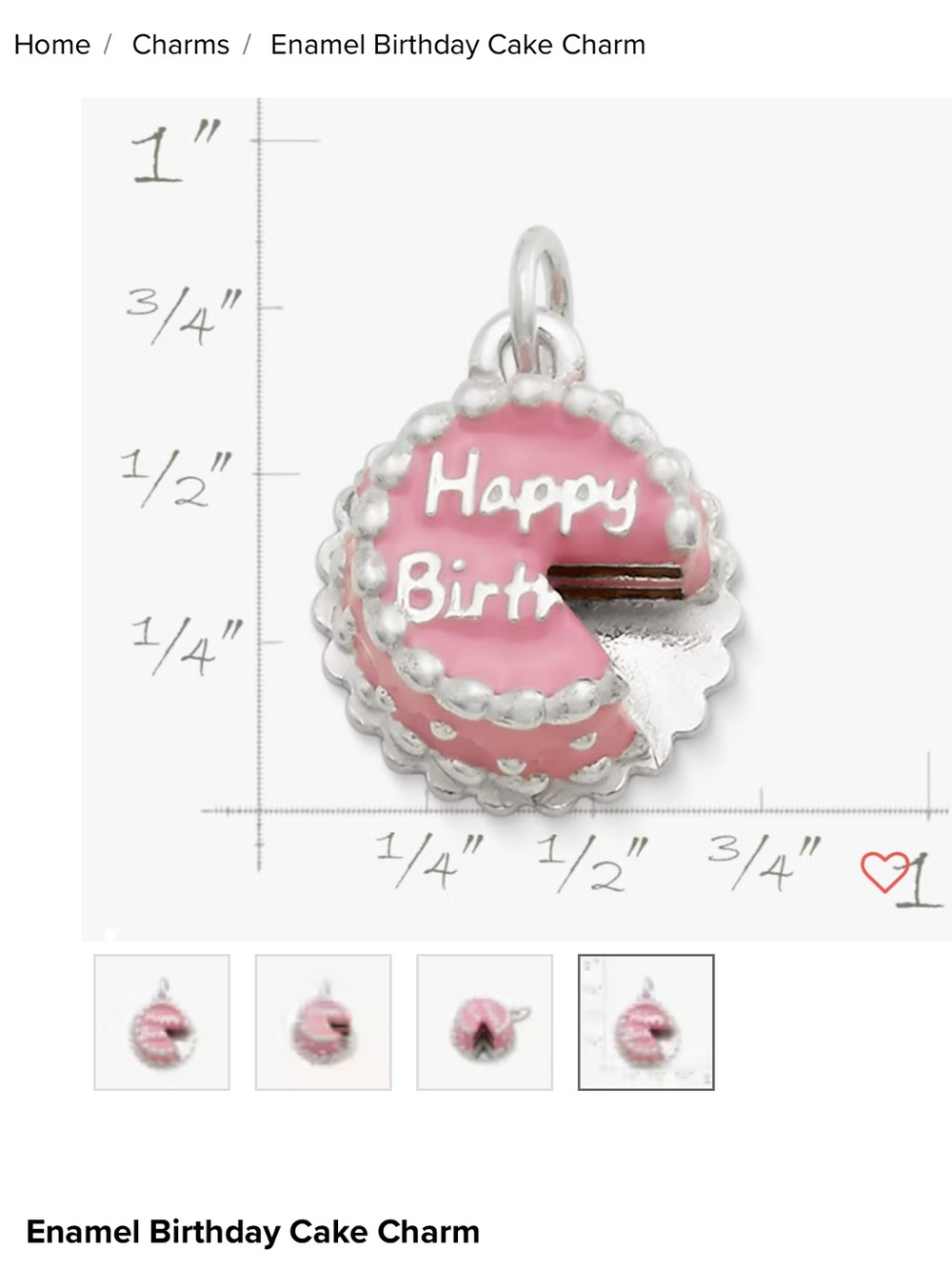 James Avery Pink Enamel Birthday Cake Charm - Picture 4 of 6